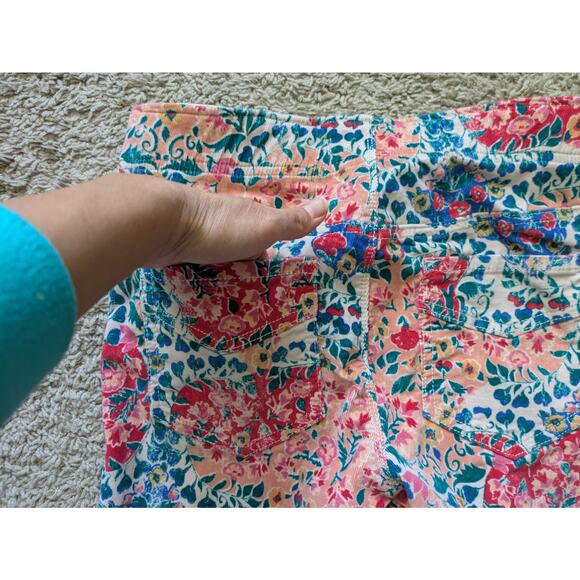 We The Free People Corduroy Flare Pants 27 Short Floral Pull On Groovy Hippie - Picture 7 of 7
